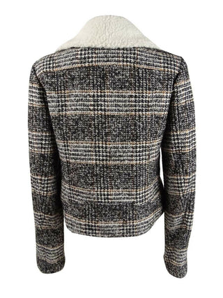 Jaqueta de motociclista Maralyn &amp; Me Junior com acabamento em pele sintética, preta, tamanho médio