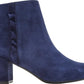 Botas de couro Rockport Comfort Oaklee acolchoadas e com babados, bico redondo e salto bloco, com zíper, tamanho 7,5 M, azul