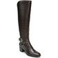LifeStride Botas femininas de salto alto com zíper e bico redondo antiderrapante, estilo panturrilha larga, marrom, tamanho 9,5