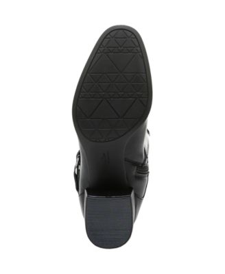LifeStride Botas femininas de salto alto com zíper e bico redondo antiderrapante, estilo panturrilha larga, marrom, tamanho 9,5