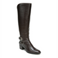LifeStride Botas femininas de salto alto com zíper e bico redondo antiderrapante, estilo panturrilha larga, marrom, tamanho 9,5