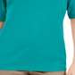 Blusa feminina Karen Scott com decote em V e detalhes em botões, azul, tamanho extragrande