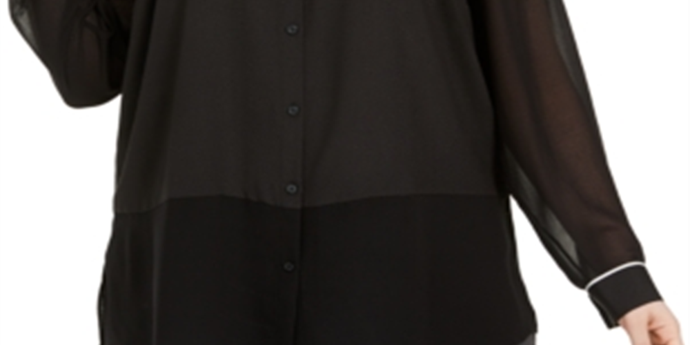 Blusa Calvin Klein Plus Mix Media Feminina Preta Tamanho 2X