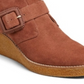 Jack Rogers Bota Feminina Casual Toffee Fivela Frontal Izzie Camurça Wedge Marrom Tamanho 8,5