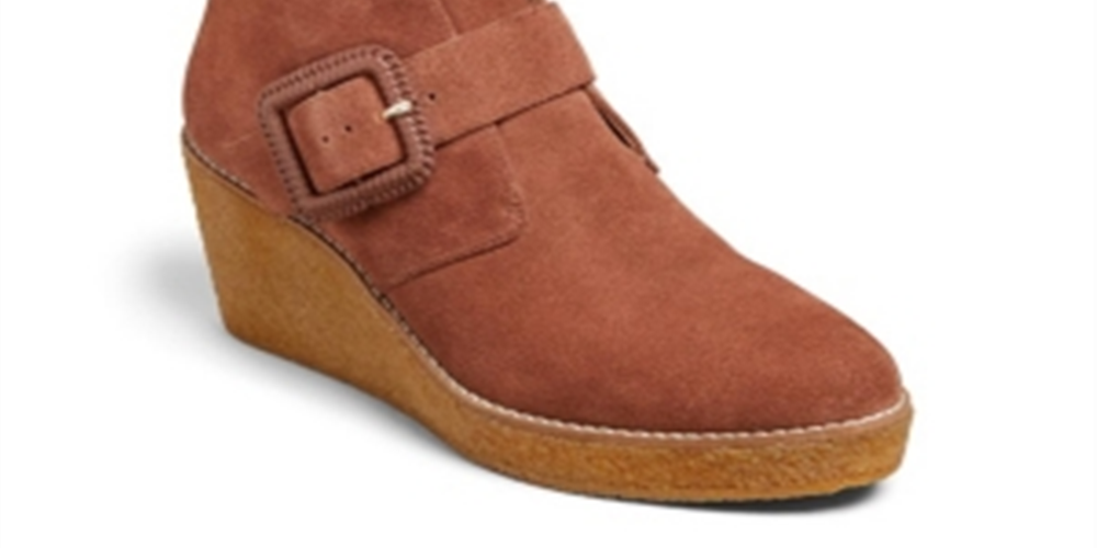 Jack Rogers Bota Feminina Casual Toffee Fivela Frontal Izzie Camurça Wedge Marrom Tamanho 8,5