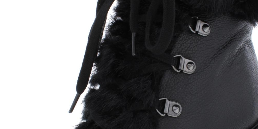 Botas femininas Guss Galway de couro com pelo sintético, pretas, tamanho 6 M