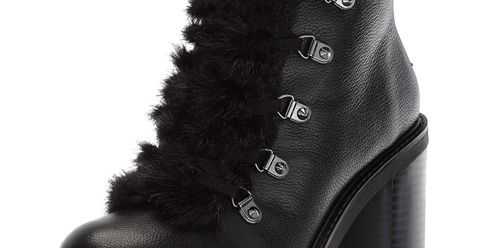 Botas de combate femininas Guss Galway de couro com bico redondo e tornozelo, pretas, tamanho 7,5