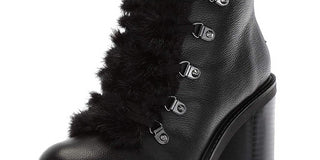 Guess Women's Galway Leather Round Toe Ankle Combat Boots Black Size 7.5