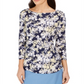 Camiseta feminina Charter Club com estampa combinada de algodão Pima, azul-marinho, tamanho P