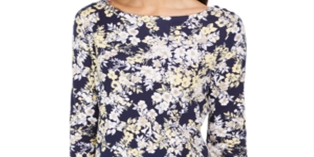 Camiseta feminina Charter Club com estampa combinada de algodão Pima, azul-marinho, tamanho P
