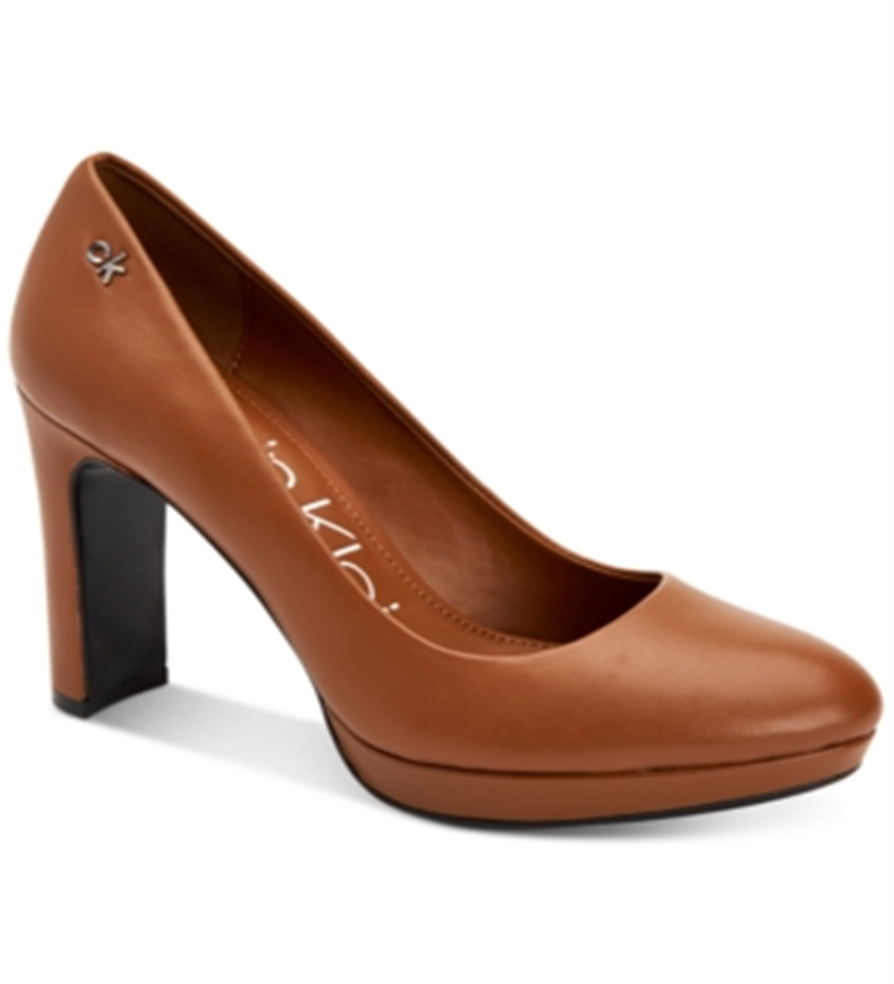 Calvin Klein Russet Premda Nappa Heels Feminino - Marrom Tamanho 8 M