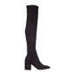 Botas femininas Steve Madden Jacey acima do joelho em couro sintético, pretas, tamanho 9 M