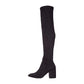 Botas femininas Steve Madden Jacey acima do joelho em couro sintético, pretas, tamanho 9 M