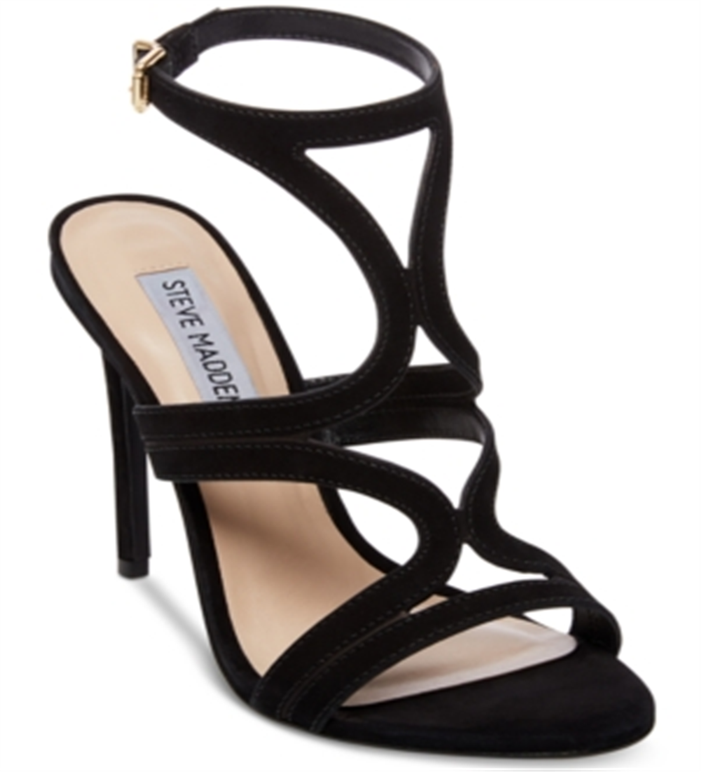 Steve Madden Sidney Leather Sapatos Casuais Femininos Abertos na Ponta Pretos Tamanho 8 M