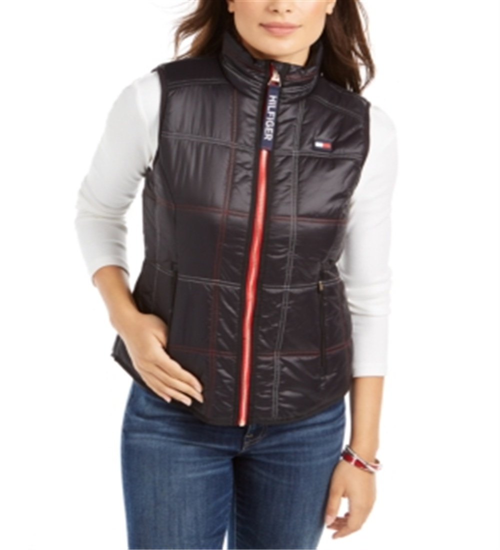 Colete esportivo acolchoado feminino Tommy Hilfiger, preto, tamanho G