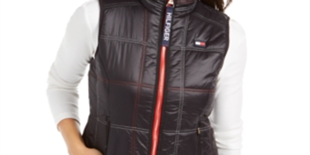 Colete esportivo acolchoado feminino Tommy Hilfiger, preto, tamanho G