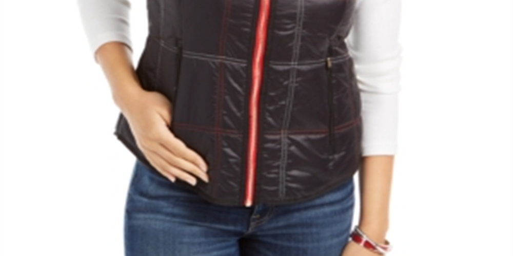 Colete esportivo acolchoado feminino Tommy Hilfiger, preto, tamanho G