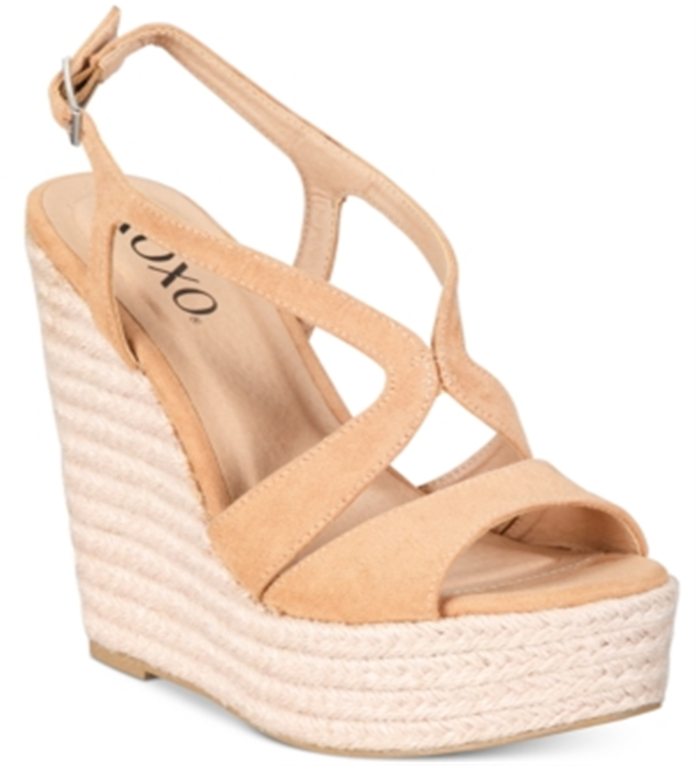 Sandálias femininas XOXO Sabeen com bico aberto, casuais, tamanho 9M, areia