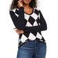 Tommy Hilfiger Suéter Feminino Manga Longa Gola V Frente Argyle Azul Marinho Tamanho M