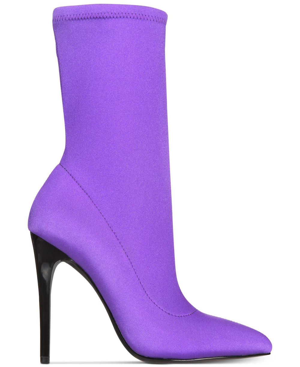 Botas femininas Call It Spring Hailassi bico fino cano médio roxas tamanho 8M