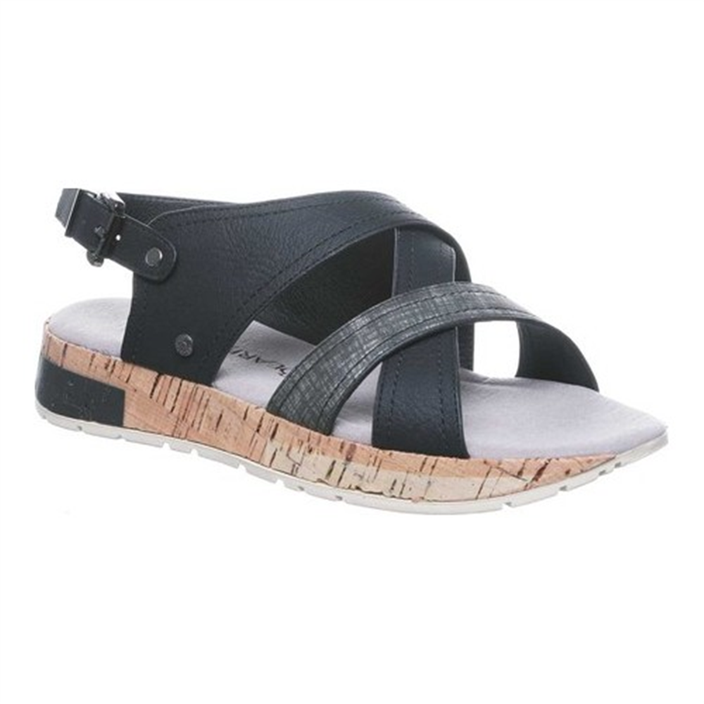 Sandália feminina Bearpaw Shelli com tiras, preta, tamanho 11 M