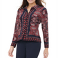 Blusa feminina Tommy Hilfiger com estampa Paisley e botões, branca, tamanho P