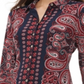 Blusa feminina Tommy Hilfiger com estampa Paisley e botões, branca, tamanho P