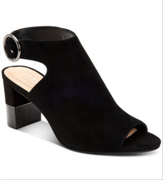 Sandália Alfani Feminina Floriss Camurça Peep Toe Casual com Tira no Tornozelo Preta Tamanho 8 M