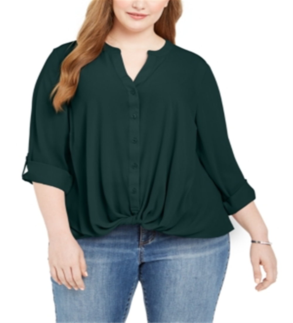 Camisa Inc Plus Twist-Front Verde Tamanho 2X