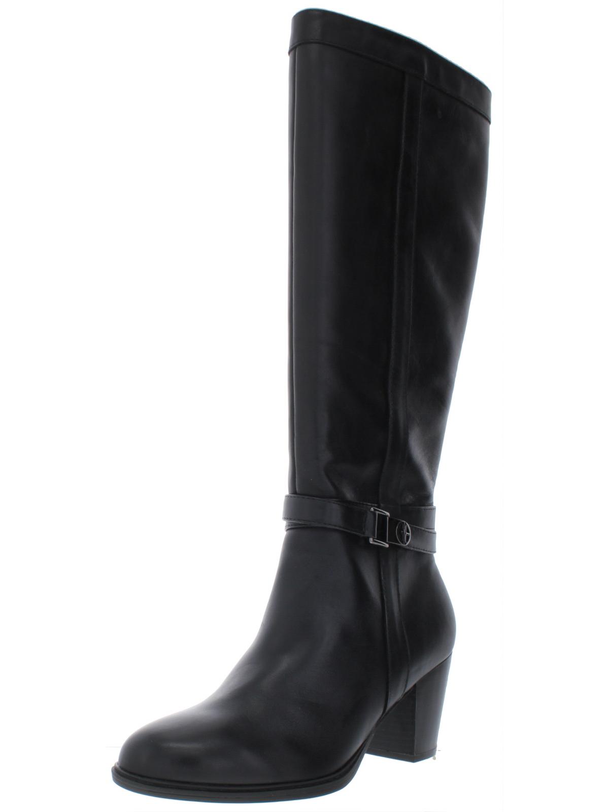 Giani Bernini Rozario Botas Femininas de Couro Fechadas Acima do Joelho, Pretas, Tamanho 8 M