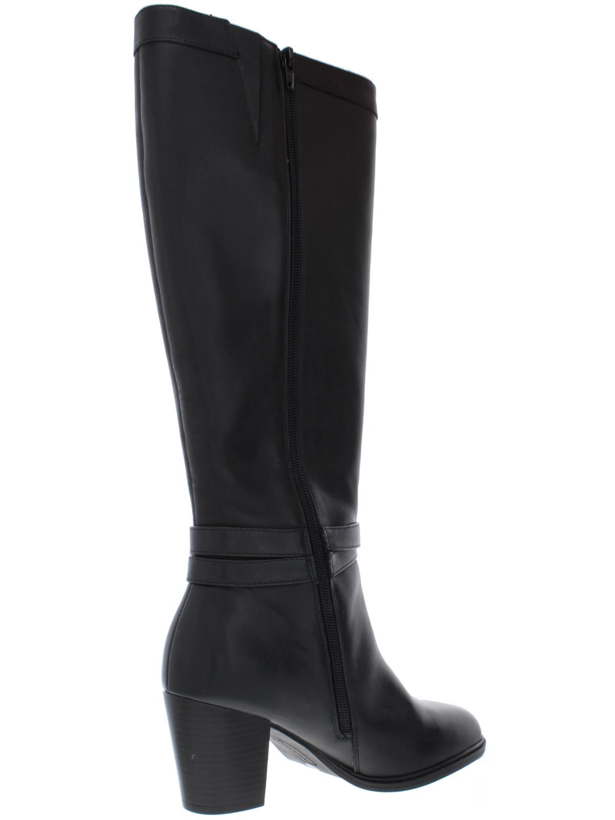 Giani Bernini Rozario Botas Femininas de Couro Fechadas Acima do Joelho, Pretas, Tamanho 8 M