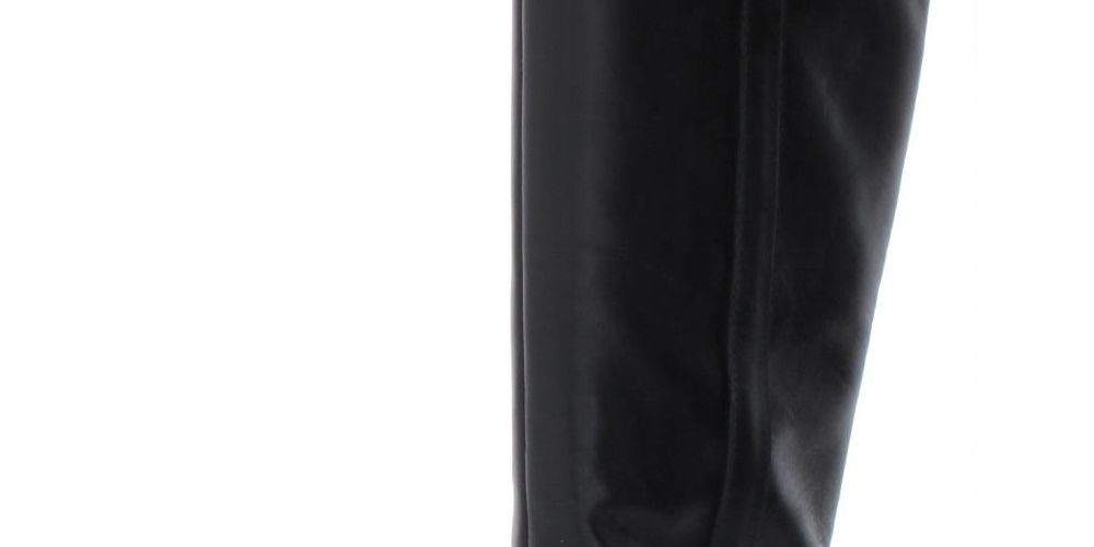 Giani Bernini Rozario Botas Femininas de Couro Fechadas Acima do Joelho, Pretas, Tamanho 8 M