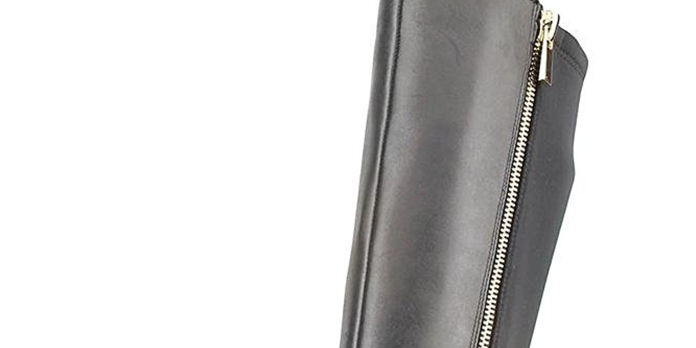 Giani Bernini Rozario Botas Femininas de Couro Fechadas Acima do Joelho, Pretas, Tamanho 8 M