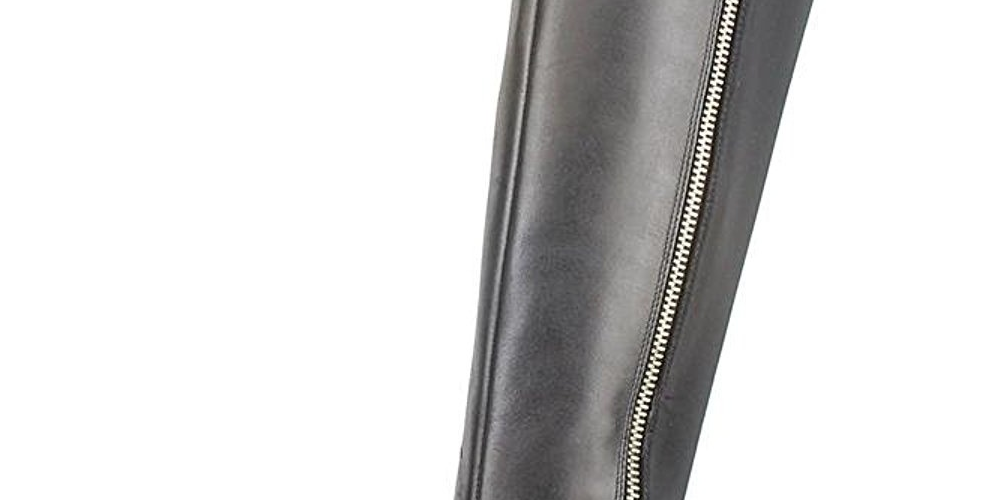 Giani Bernini Rozario Botas Femininas de Couro Fechadas Acima do Joelho, Pretas, Tamanho 8 M