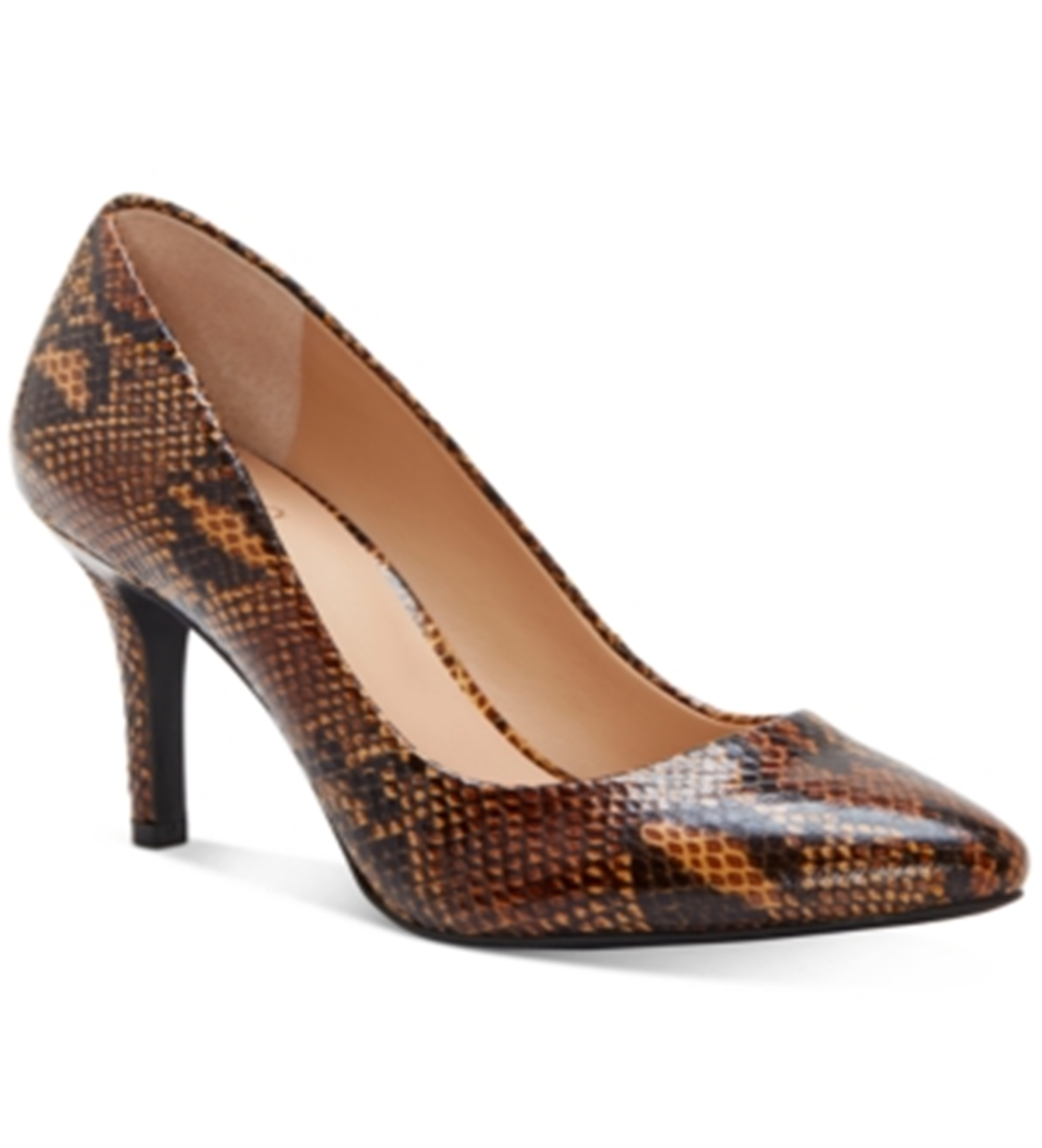 INC Feminino Snakeskin Comfort Zitah Bico Fino Stiletto Slip-on Sapatos Marrom Tamanho 6 M