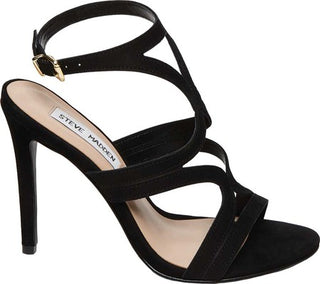 Sandália de salto feminino Steve Madden Sidney, nobuck preto, tamanho 9 M