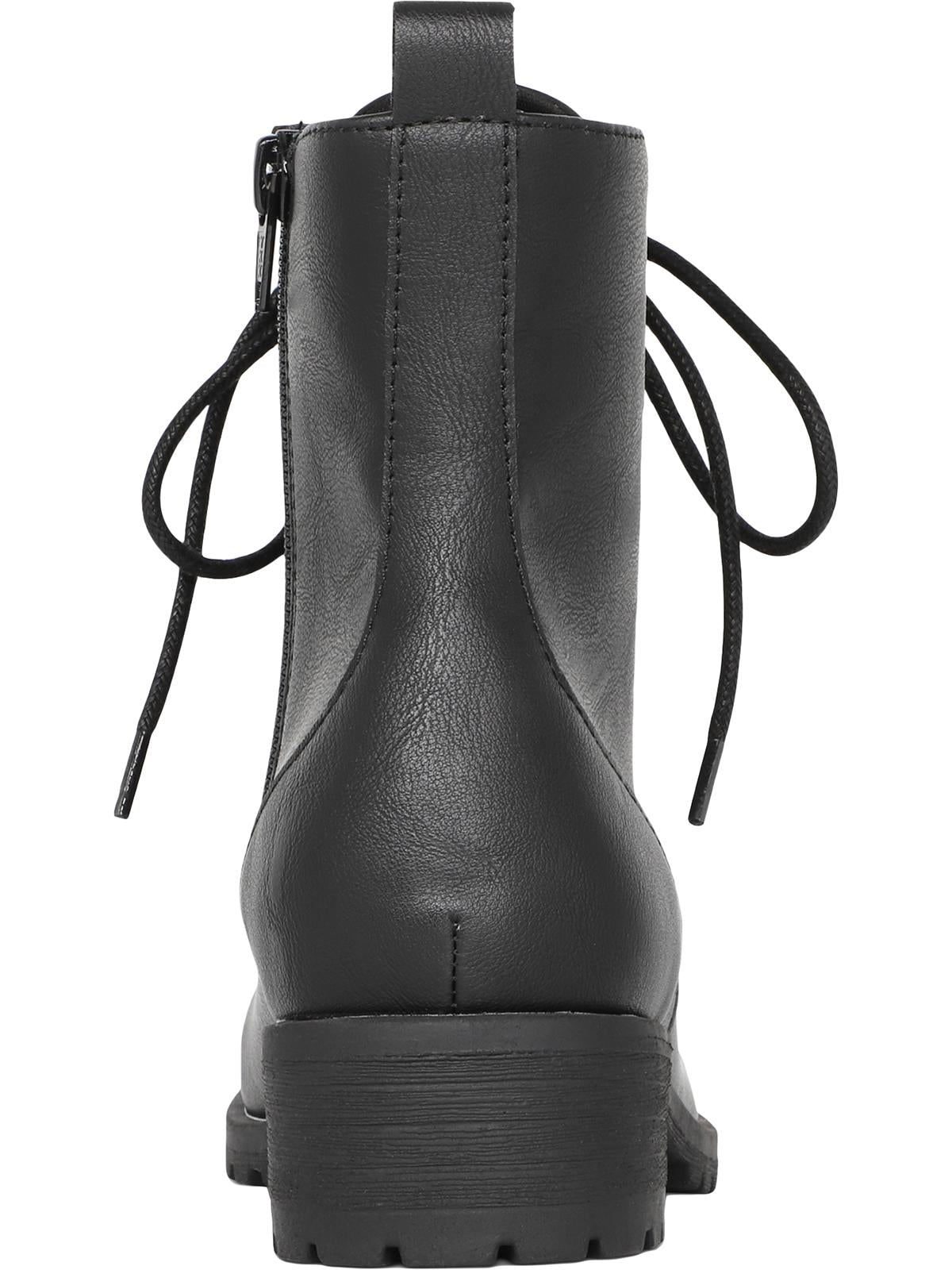 Botas de combate femininas American Rag Franie de couro com bico fechado e tornozelo, pretas, tamanho 7,5 M