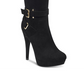 Botas femininas Guss de tecido com bico amendoado e acima do joelho, pretas, tamanho 8,5 M
