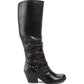 Botas femininas Bare Traps Roz Fabric Almond Toe até o joelho, tamanho 5 M, pretas