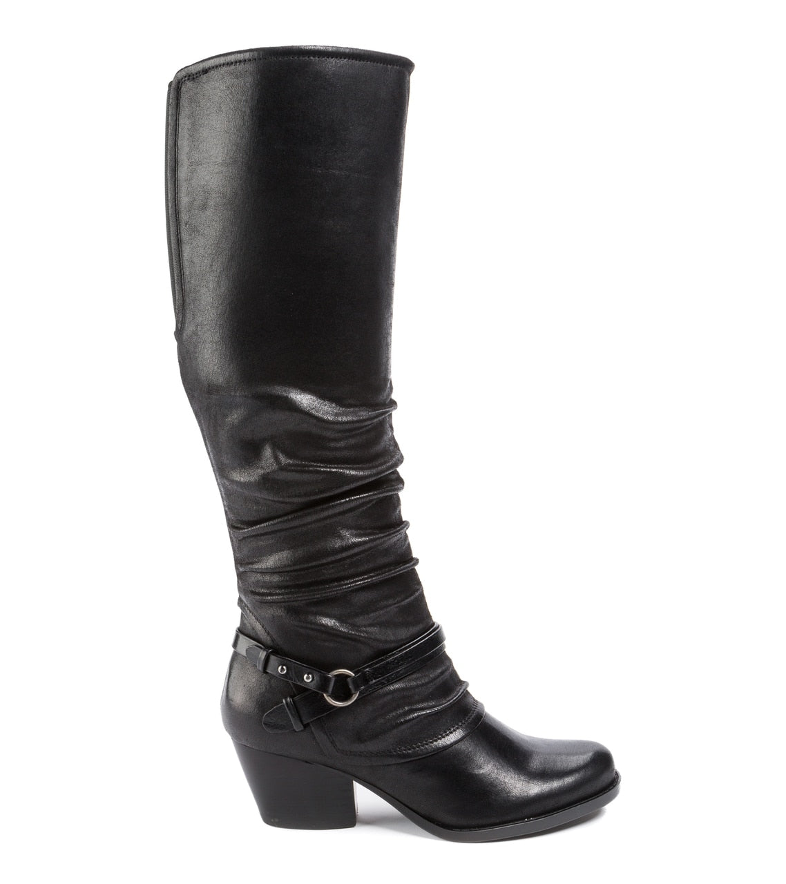 Botas femininas Bare Traps Roz Fabric Almond Toe até o joelho, tamanho 5 M, pretas