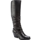 Botas femininas Bare Traps Roz Fabric Almond Toe até o joelho, tamanho 5 M, pretas