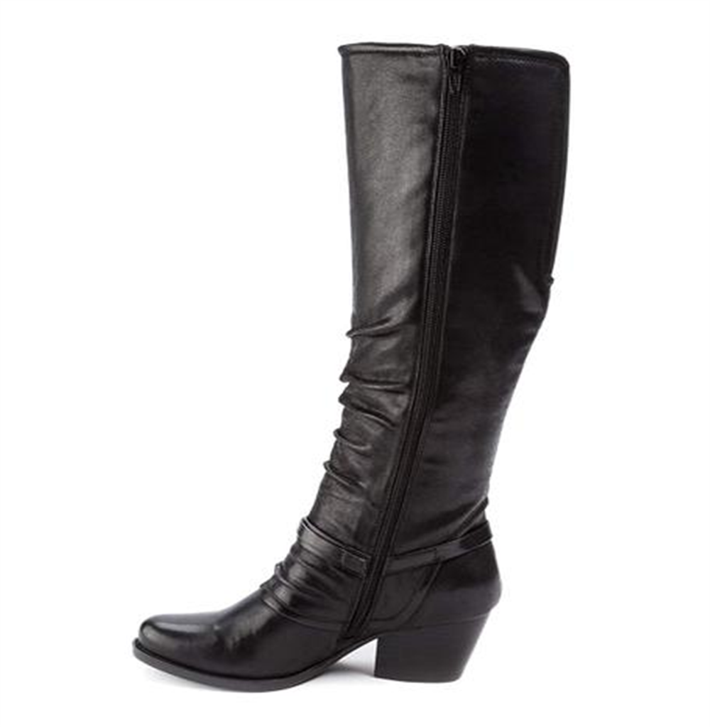 Botas femininas Bare Traps Roz Fabric Almond Toe até o joelho, tamanho 5 M, pretas
