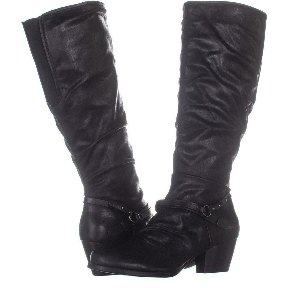 Botas femininas Bare Traps Roz Fabric Almond Toe até o joelho, tamanho 5 M, pretas