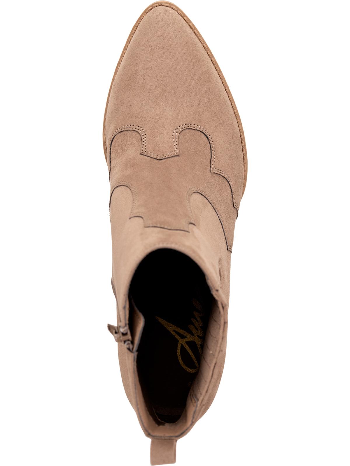 American Rag Botas femininas bege com costura inspirada no faroeste Kayla, bico amendoado, salto bloco e zíper, tamanho 10 M