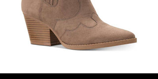American Rag Botas femininas bege com costura inspirada no faroeste Kayla, bico amendoado, salto bloco e zíper, tamanho 10 M