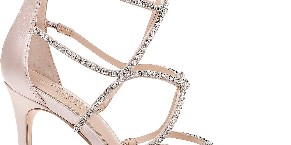 Sandália Jewel Badgley Mischka Feminina Champanhe Cetim Rosa Tamanho 8,5 M