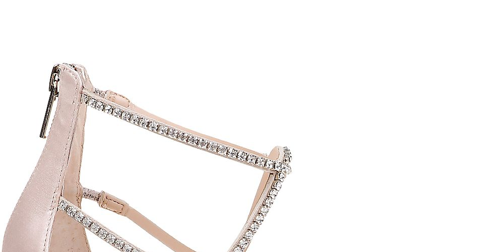 Sandália Jewel Badgley Mischka Feminina Champanhe Cetim Rosa Tamanho 8,5 M