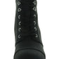 Botas femininas Sun Stone com cadarço, bico redondo, salto alto, com zíper lateral, amortecimento, Lizzie, pretas, tamanho 6 M
