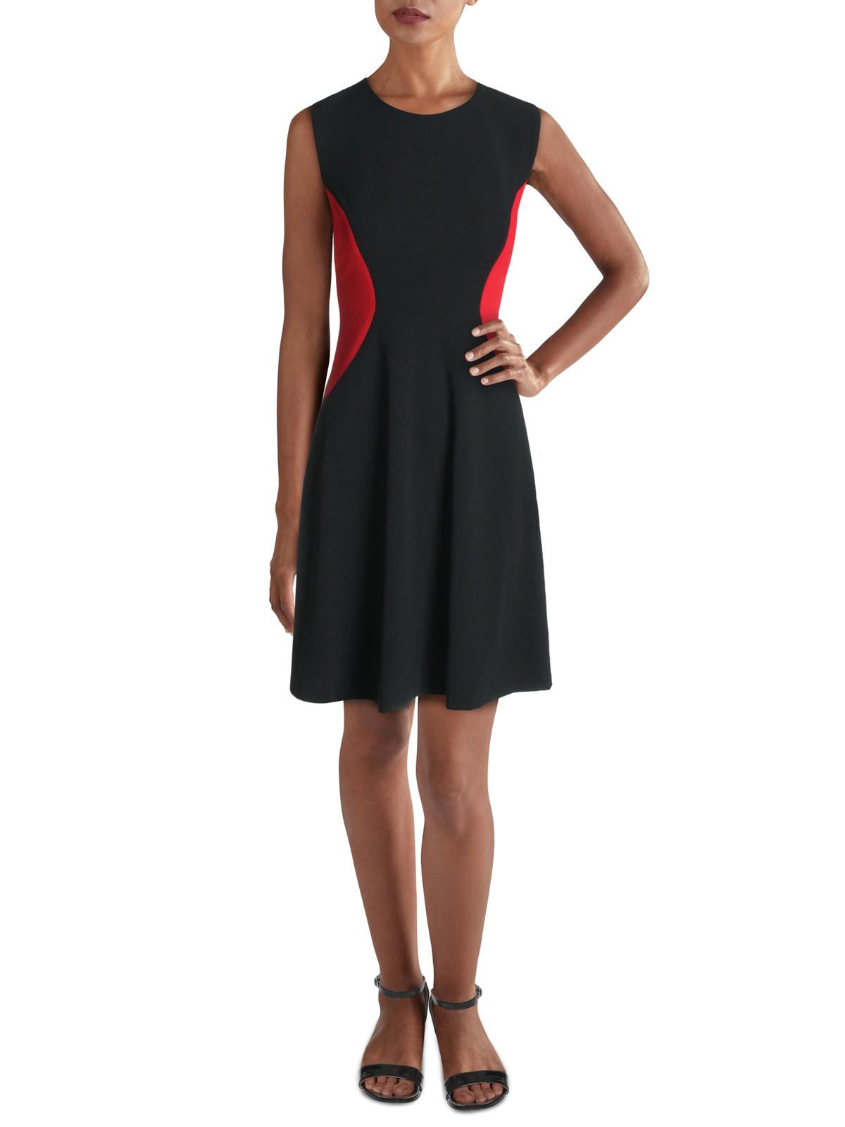 Vestido feminino Tommy Hilfiger Colorblock sem mangas Scuba, preto, tamanho 10