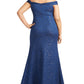 Vestido de festa feminino Adrianna Papell Plus, metálico, ombro à mostra, azul-marinho claro, tamanho 22